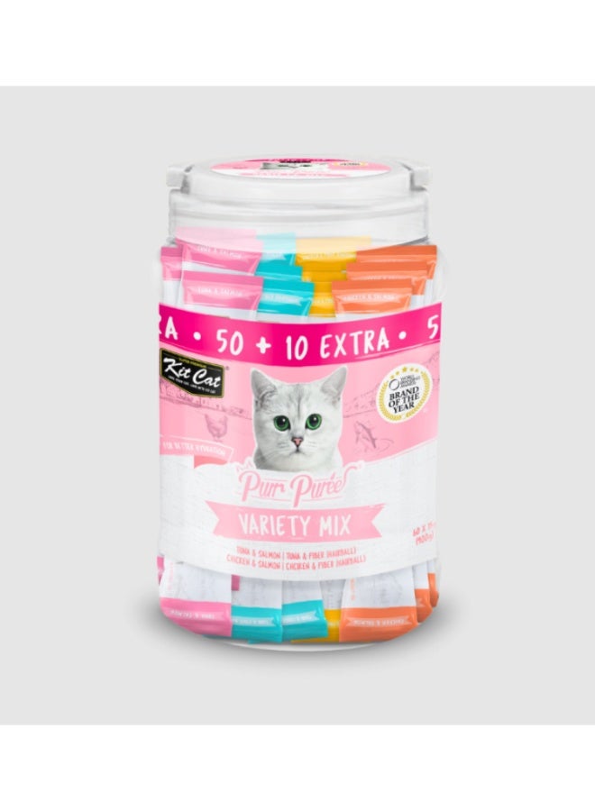 Kit Cat Super Premium Purr Purrée Variety Mix Liquid Cat Treats Mega Value Pack 50 + 10 Extra Free - Image 2